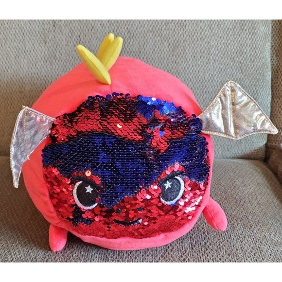 2019 Red Ash the Dragon Sequin Faced Moosh-moosh Stuffed Animal Plush Toy #3900 - Picture 2 of 12